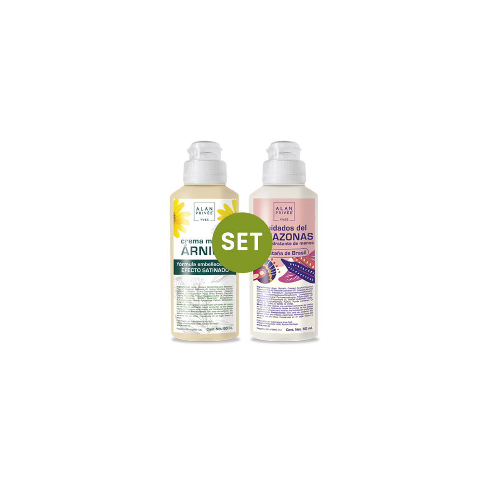 Cód.PK05 - Set Cremas de Manos Árnica-Castaña de Brasil 60 ml. Cód.PK05 - Set Cremas de Manos Árnica-Castaña de Brasil 60 ml.